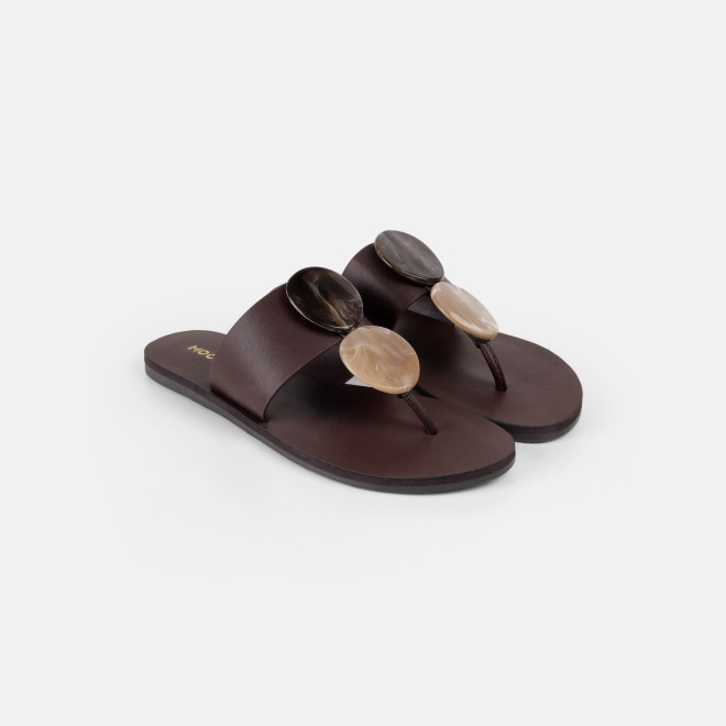 Mochi Women Brown Casual Slippers (SKU: 32-1576-12-36)