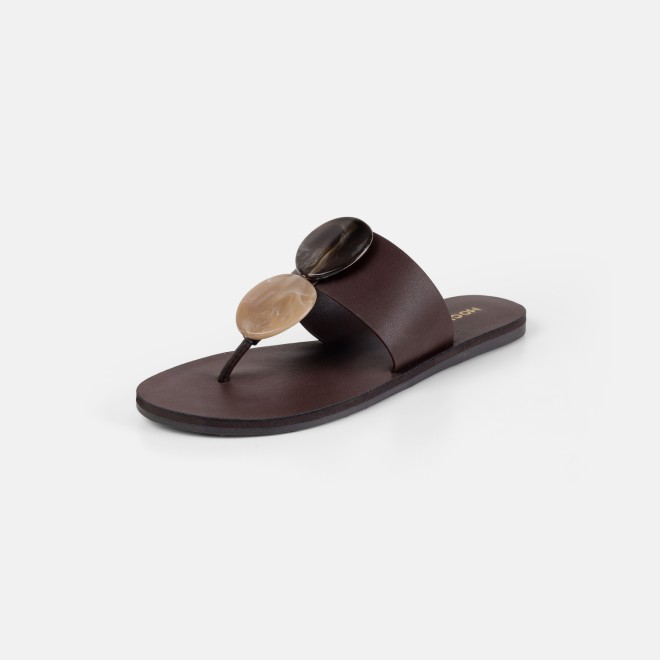 Mochi Women Brown Casual Slippers (SKU: 32-1576-12-36)