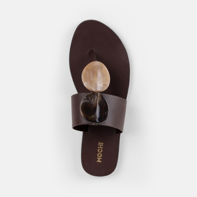 Mochi Women Brown Casual Slippers (SKU: 32-1576-12-36)