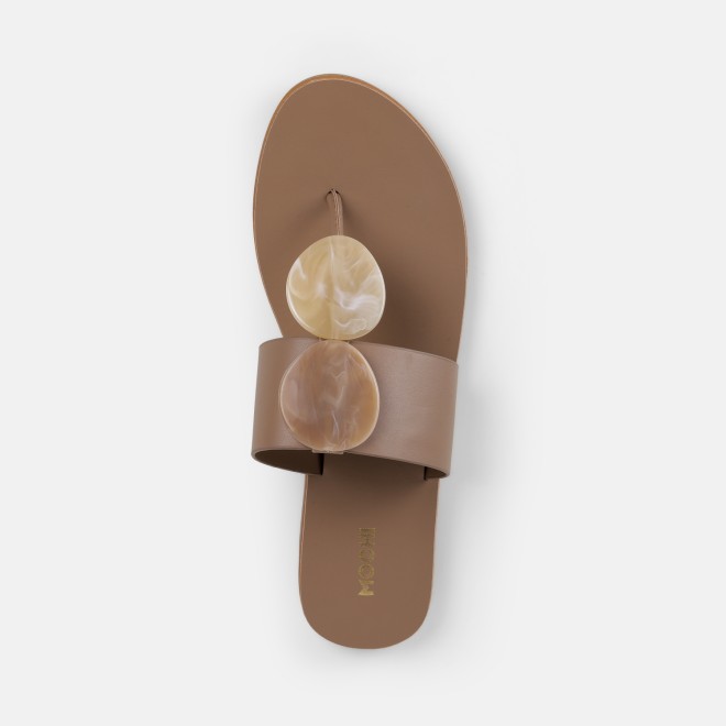 Mochi Women Beige Casual Slippers (SKU: 32-1576-20-36)