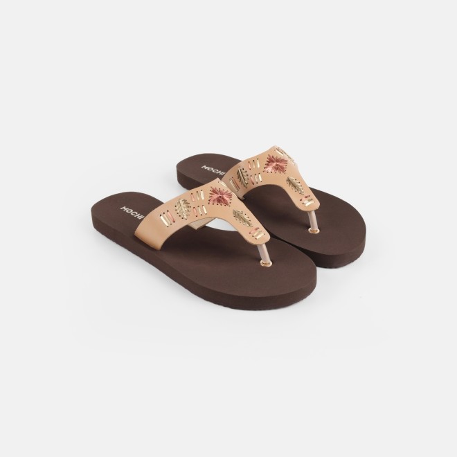 Mochi Women Beige Casual Slippers (SKU: 32-1639-20-36)
