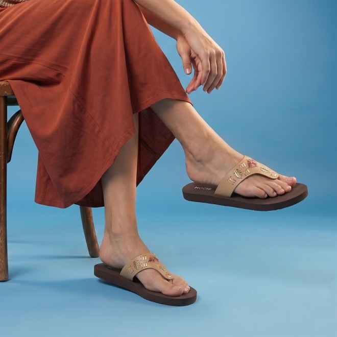 Mochi Women Beige Casual Slippers (SKU: 32-1639-20-36)