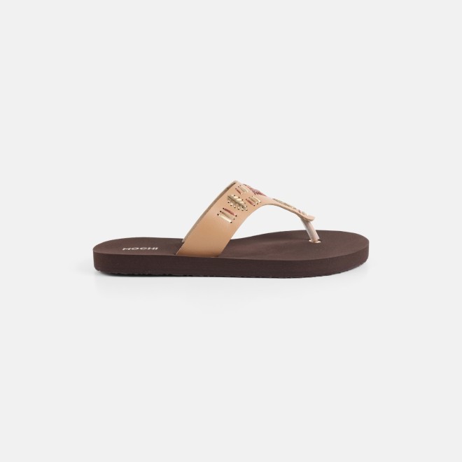 Mochi Women Beige Casual Slippers (SKU: 32-1639-20-36)