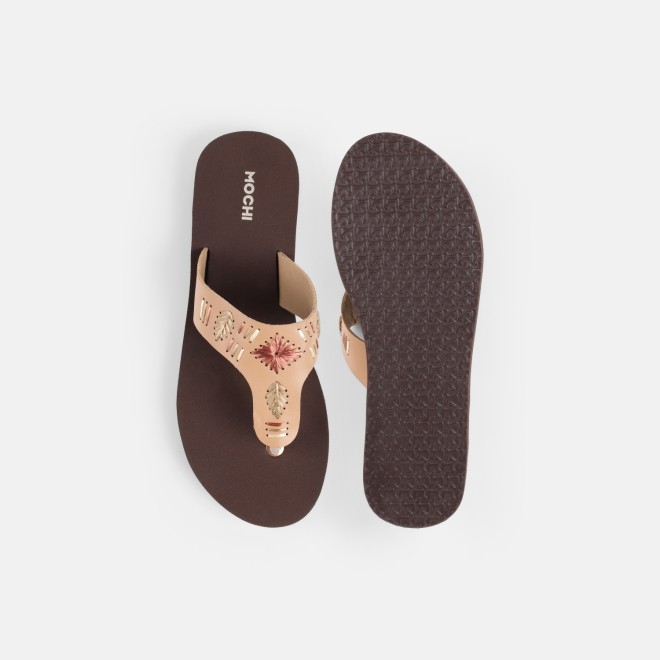Mochi Women Beige Casual Slippers (SKU: 32-1639-20-36)