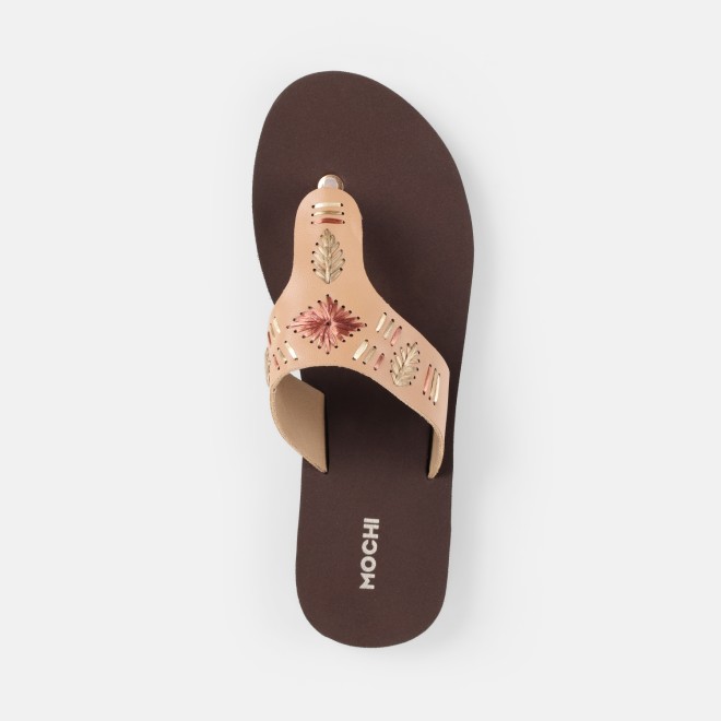 Mochi Women Beige Casual Slippers (SKU: 32-1639-20-36)