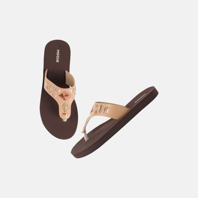 Mochi Women Beige Casual Slippers (SKU: 32-1639-20-36)