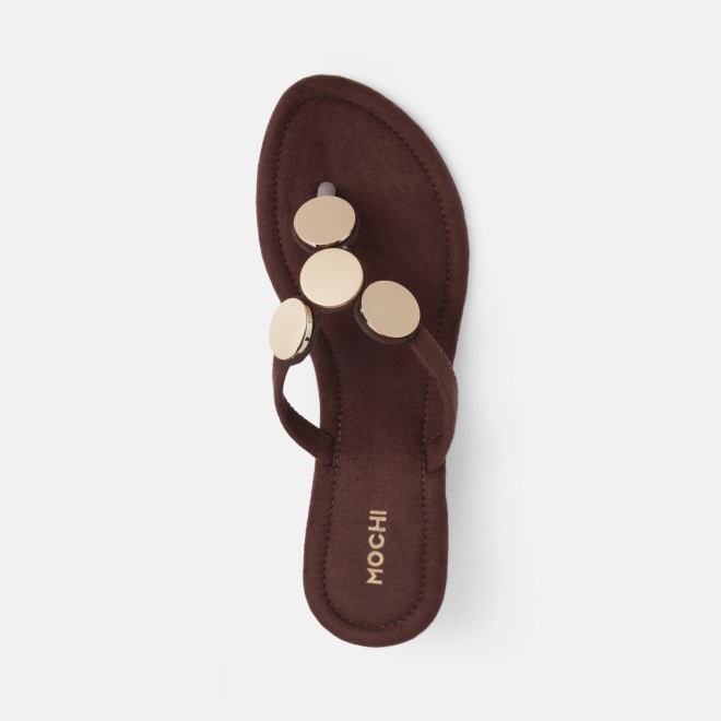 Mochi Women Brown Casual Slip Ons (SKU: 32-1675-12-36)