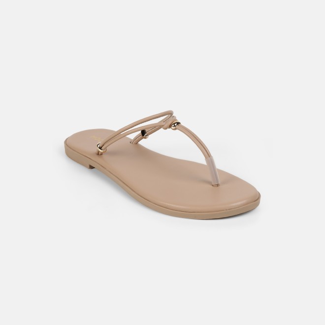 Mochi Women Beige Casual Slippers (SKU: 32-1676-20-36)