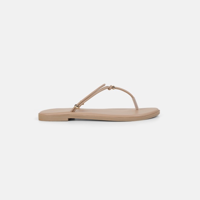 Mochi Women Beige Casual Slippers (SKU: 32-1676-20-36)