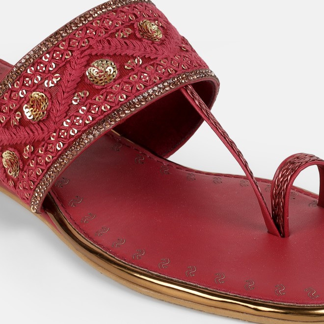 Mochi Women Maroon Ethnic Slip Ons (SKU: 32-1677-44-36)