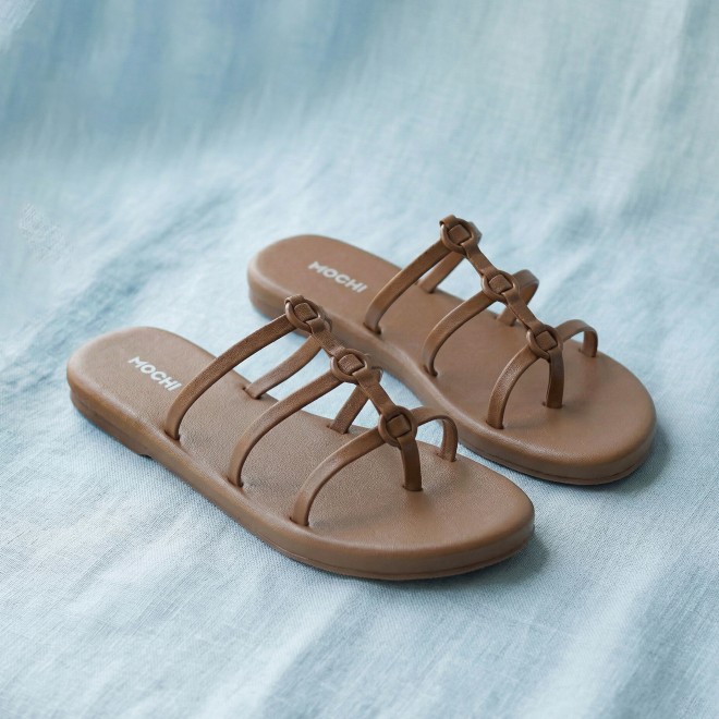 Mochi Women Beige Casual Slip Ons