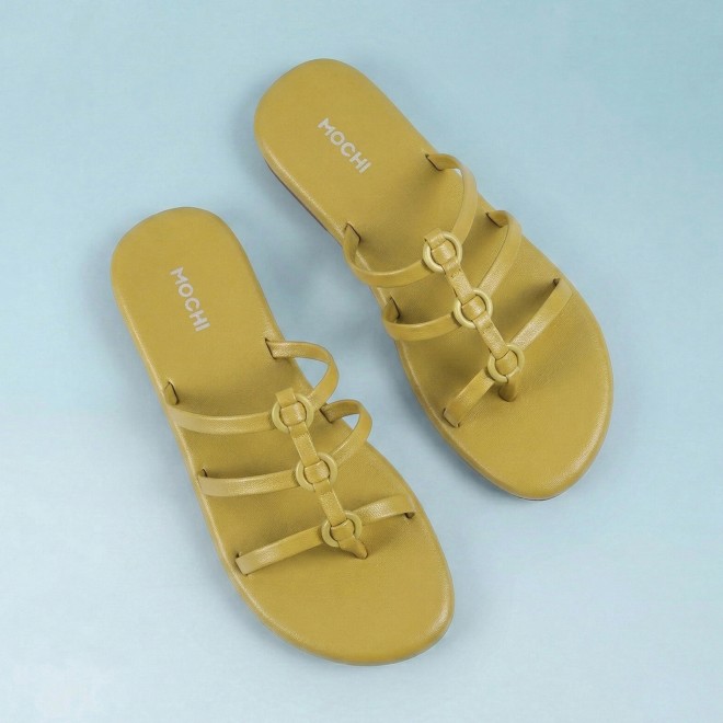 Mochi Women Yellow Casual Slip Ons