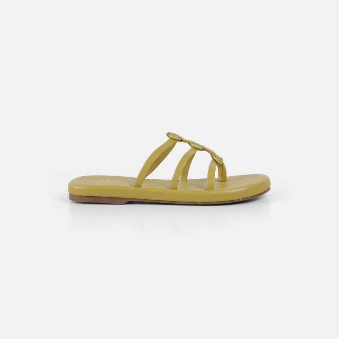 Mochi Women Yellow Casual Slip Ons (SKU: 32-1680-33-36)