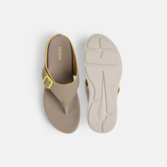 Mochi Women Beige Casual Slippers (SKU: 32-1685-20-36)