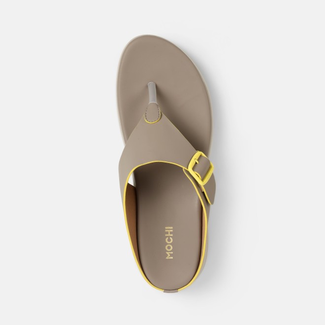 Mochi Women Beige Casual Slippers (SKU: 32-1685-20-36)