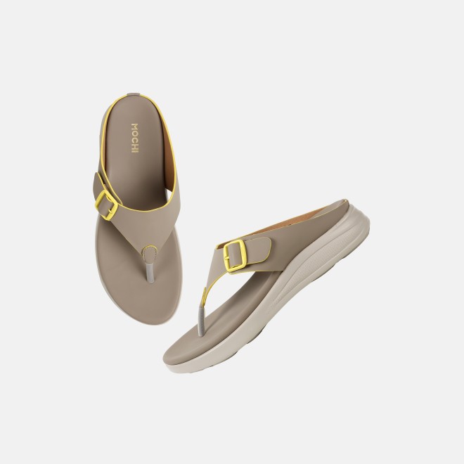 Mochi Women Beige Casual Slippers (SKU: 32-1685-20-36)