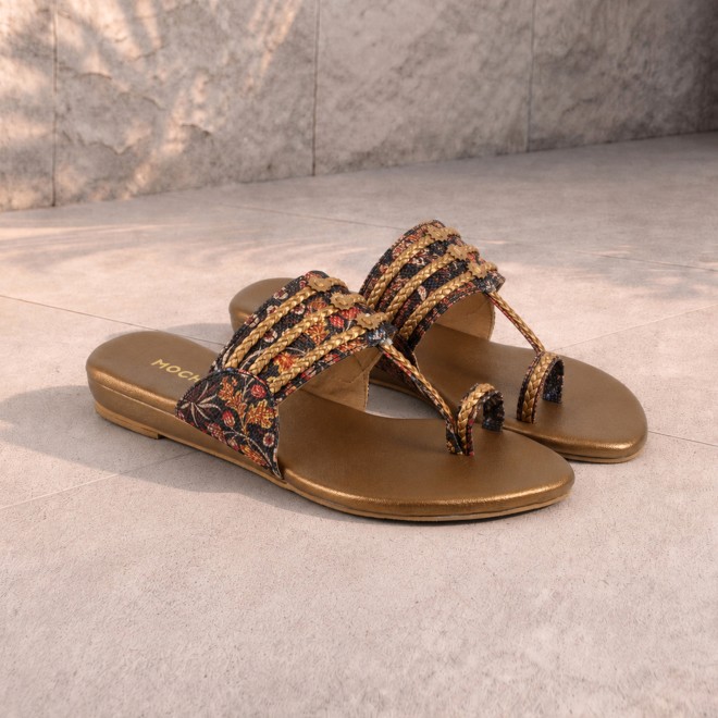 Mochi Women Black Ethnic Slip Ons (SKU: 32-1693-11-36)