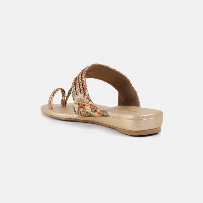 Mochi Women Beige Ethnic Slip Ons (SKU: 32-1693-20-36)
