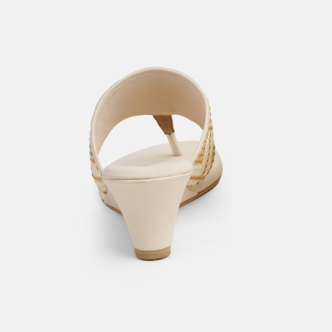 Mochi Women Beige Ethnic Slip Ons (SKU: 32-1694-20-36)