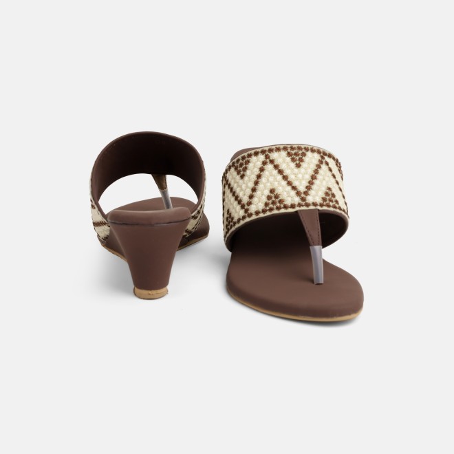 Mochi Women Brown Ethnic Slip Ons (SKU: 32-1694-12-36)