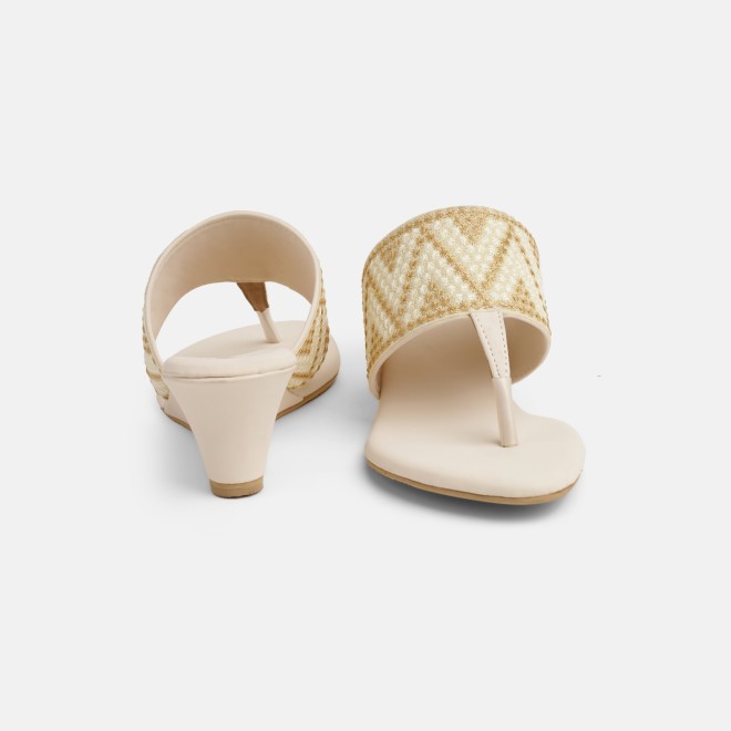 Mochi Women Beige Ethnic Slip Ons (SKU: 32-1694-20-36)