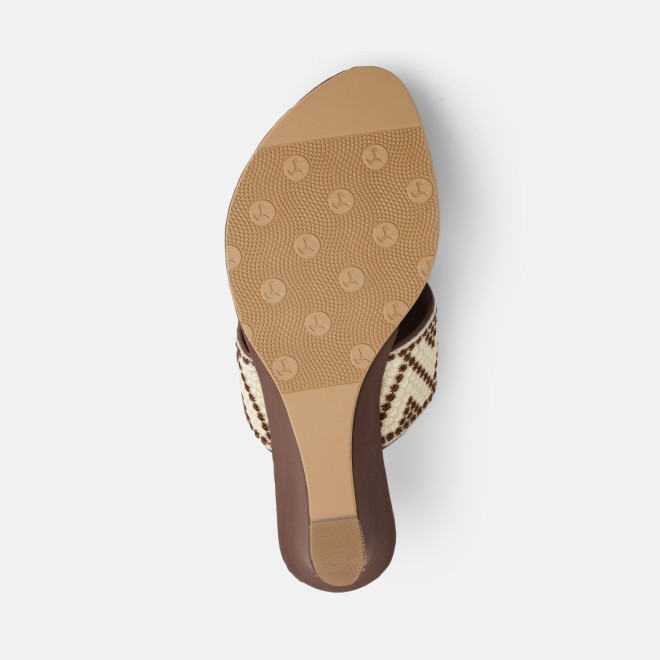 Mochi Women Brown Ethnic Slip Ons (SKU: 32-1694-12-36)