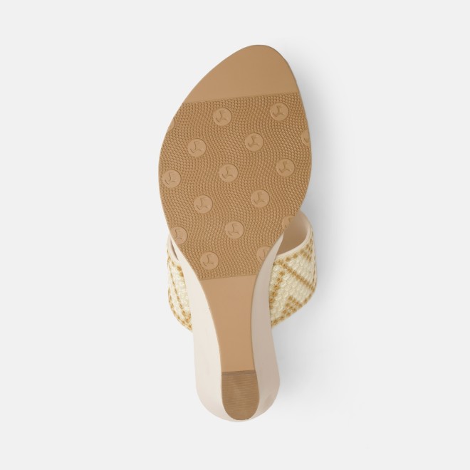 Mochi Women Beige Ethnic Slip Ons (SKU: 32-1694-20-36)