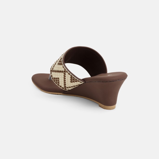 Mochi Women Brown Ethnic Slip Ons (SKU: 32-1694-12-36)