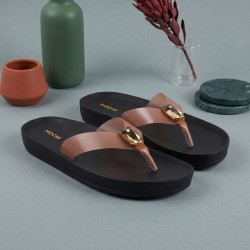 Mochi Women Tan Casual Slippers