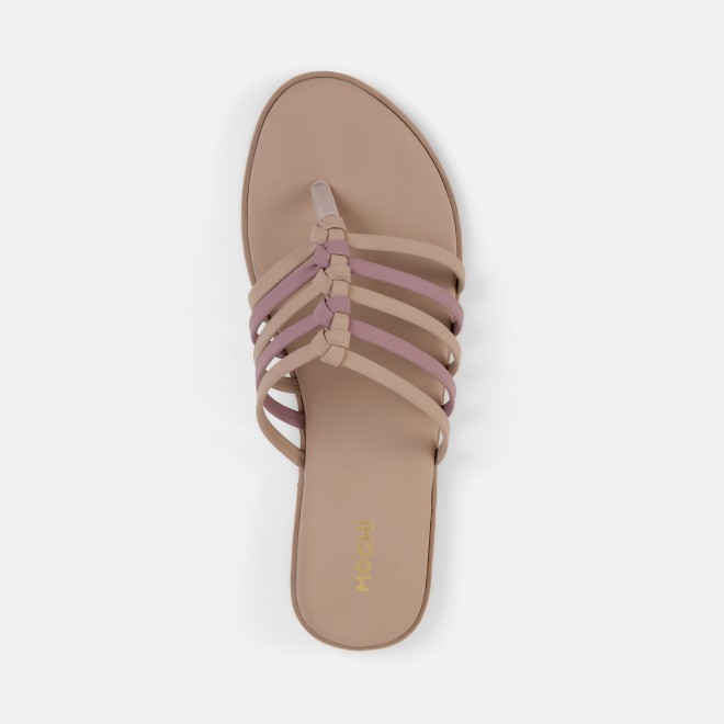 Mochi Women Beige Casual Slippers (SKU: 32-1699-20-36)