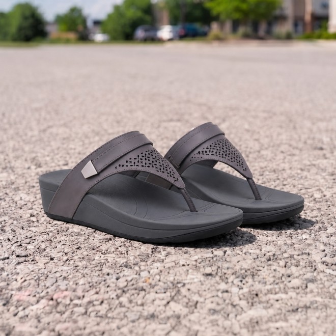 Mochi Women Grey Casual Slippers (SKU: 32-1719-14-36)