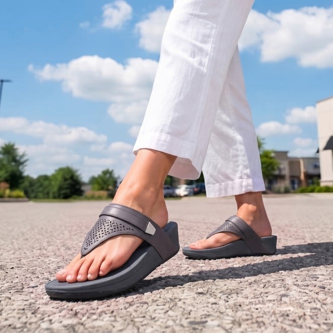 Mochi Women Grey Casual Slippers (SKU: 32-1719-14-36)