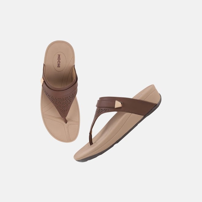 Mochi Women Brown Casual Slippers (SKU: 32-1719-12-36)