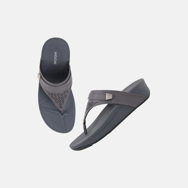 Mochi Women Grey Casual Slippers (SKU: 32-1719-14-36)