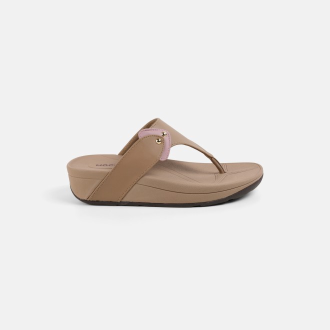 Mochi Women Beige Casual Slippers (SKU: 32-1721-20-36)