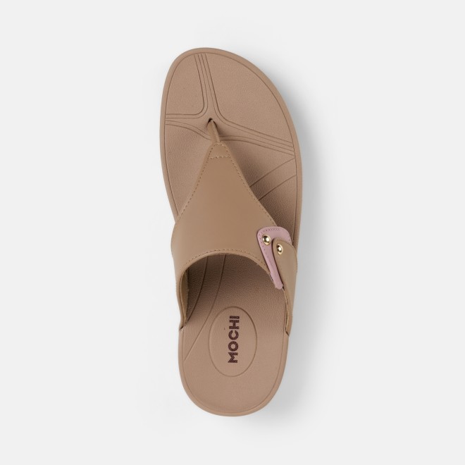 Mochi Women Beige Casual Slippers (SKU: 32-1721-20-36)