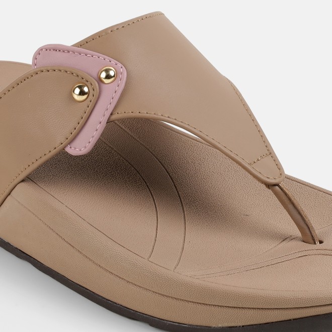 Mochi Women Beige Casual Slippers (SKU: 32-1721-20-36)