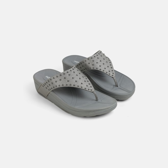 Mochi Women Gun-metal Casual Slippers (SKU: 32-1730-29-36)