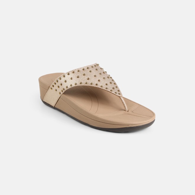 Mochi Women Gold Casual Slippers (SKU: 32-1730-15-36)
