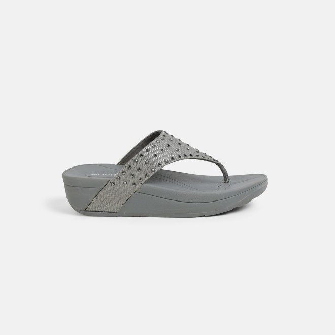 Mochi Women Gun-metal Casual Slippers (SKU: 32-1730-29-36)