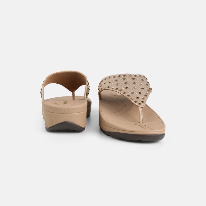 Mochi Women Gold Casual Slippers (SKU: 32-1730-15-36)