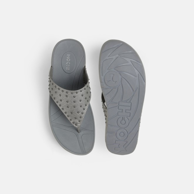 Mochi Women Gun-metal Casual Slippers (SKU: 32-1730-29-36)