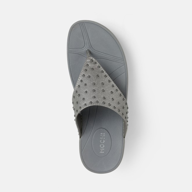 Mochi Women Gun-metal Casual Slippers (SKU: 32-1730-29-36)