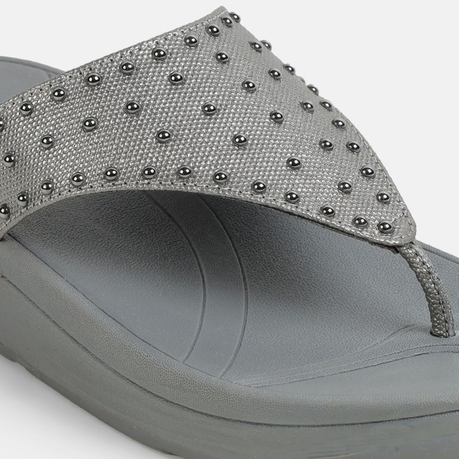 Mochi Women Gun-metal Casual Slippers (SKU: 32-1730-29-36)