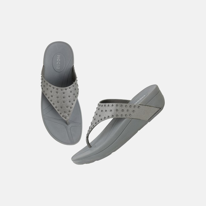 Mochi Women Gun-metal Casual Slippers (SKU: 32-1730-29-36)
