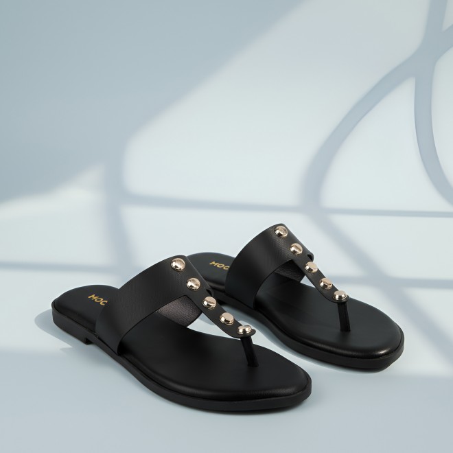 Mochi Women Black Casual Slippers