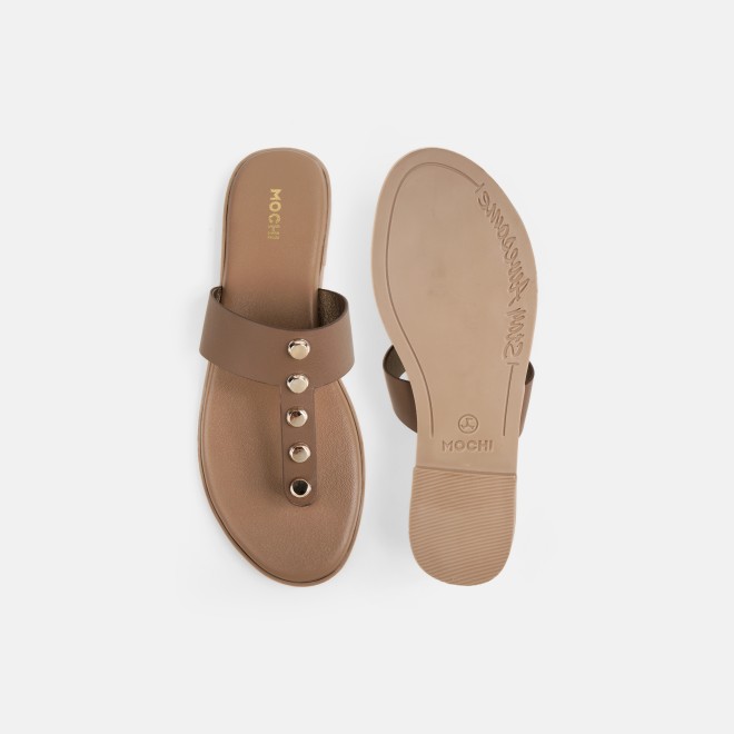 Mochi Women Beige Casual Slippers (SKU: 32-1739-20-36)
