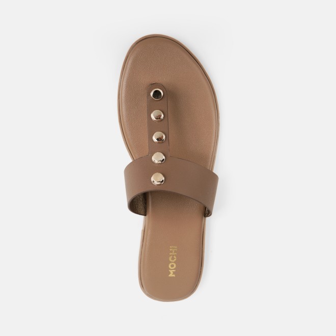 Mochi Women Beige Casual Slippers (SKU: 32-1739-20-36)