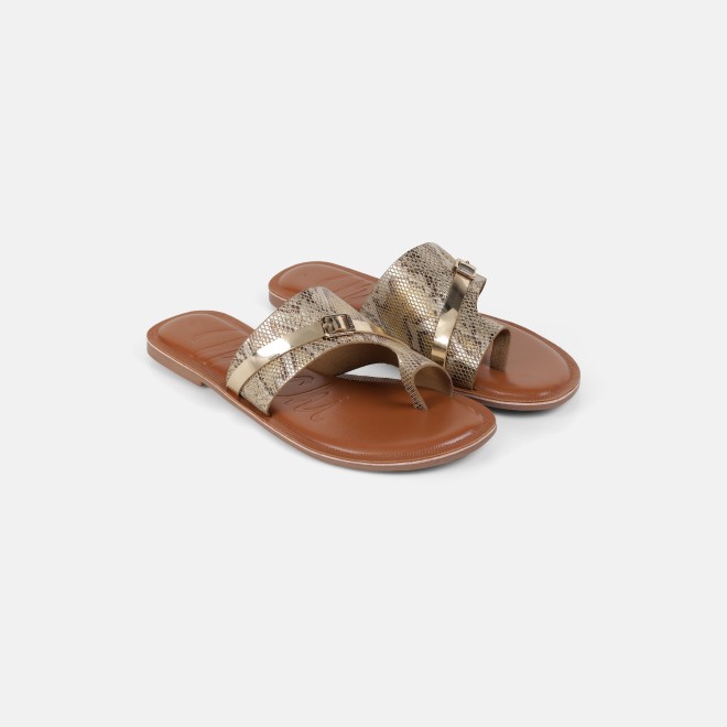 Mochi Women Gold Casual Slip Ons (SKU: 32-1768-15-36)