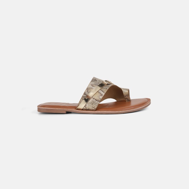 Mochi Women Gold Casual Slip Ons (SKU: 32-1768-15-36)
